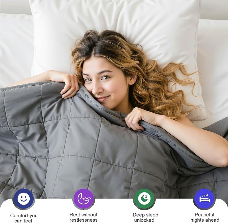 XVCAS بطانية وزن 10 رطل 48"x72"، بطانية ثقيلة تبريد للأشخاص الذين يتراوح وزنهم بين 80-120 رطل، حبات زجاجية فاخرة وقماش ناعم وقابل للتنفس لراحة النوم على مدار السنة - Image 2
